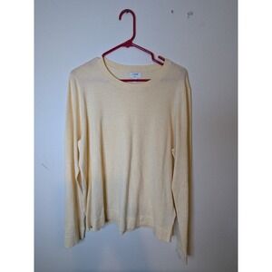 J Crew Teddie Crew Neck Long Sleeve Sweater Top Mens XL Pale Yellow